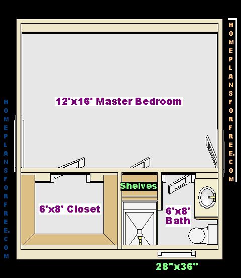 Free 12x16 Master Bedroom Design Ideas Floor Plan with Small 6x8 Bath 
