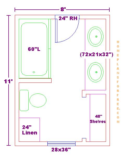 Free Floor Plan Design Ideas For A New 8x11 Size Bathroom