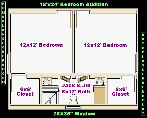 Free Bedroom Addition Plans with 18x24 Floor Plan Layout and Picture 
